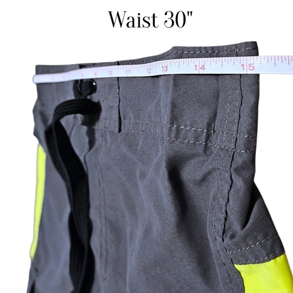 Mens y2k Outer Banks NC Board Shorts Swim Trunks S Gray Yellow U.S. Apparel 11" - Picture 7 of 9